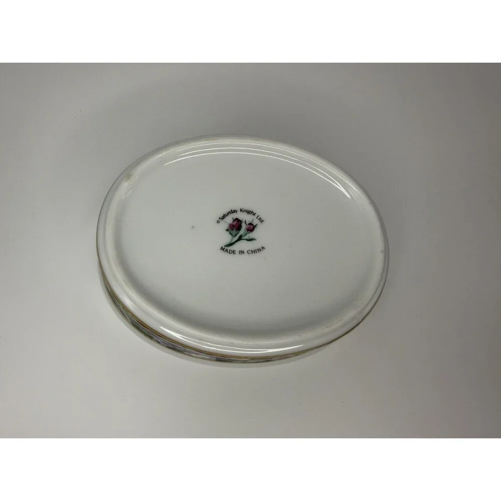 Saturday Knight Ltd Porcelain Floral Oval Trinket Dish Vanity Soap Bowl
